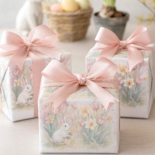 Konijn bloemen voor Lente-Pasen  Inpakpapier Vel