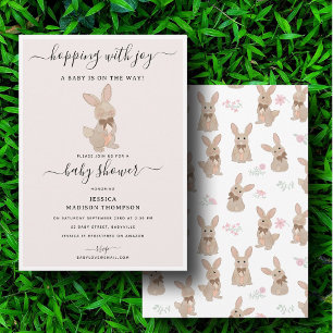 Konijn bloemengender-neutrale babyshower kaart