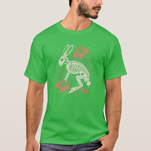 Konijn Bloemenskelet Bloem Dier retro T-shirt (Voorkant)