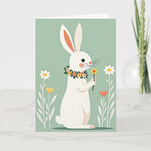Konijn Bloemrijke Lente Tijd Kaart