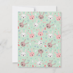 Konijn Bloom Tuin Wenskaart Feestdagenkaart