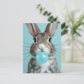 Konijn Blowing Bubble Gum Bubble Briefkaart (Staand voorkant)