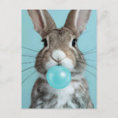 Konijn Blowing Bubble Gum Bubble Briefkaart (Voorkant)
