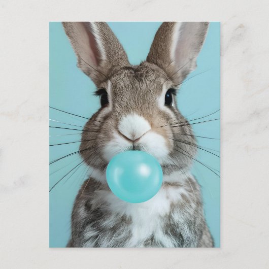 Konijn Blowing Bubble Gum Bubble Briefkaart (Voorkant)