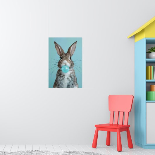 Konijn Blowing Bubble Gum Bubble Poster (Kinderkamer 1)