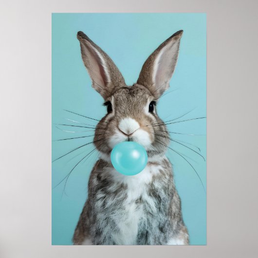 Konijn Blowing Bubble Gum Bubble Poster (Voorkant)