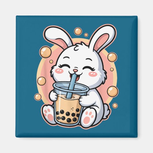 Konijn Boba Thee Bubble Thee Magneet (Voorkant)