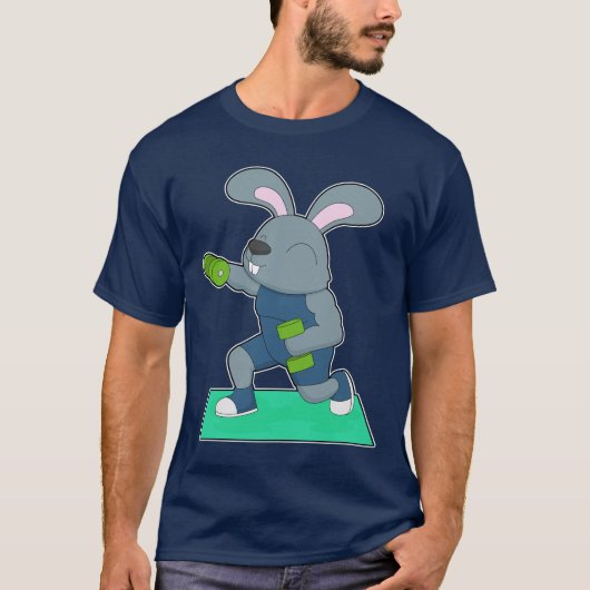 Konijn Bodybuilder Hantels Lichaamstraining T-shirt (Voorkant)