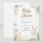 Konijn Bos Baby Shower Uitnodiging (Voorkant / Achterkant)