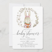  konijn Botanisch Roze Baby shower Kaart (Voorkant)