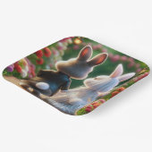 Konijn Bruid en Bruidegom Papieren Bordje (Gebogen)