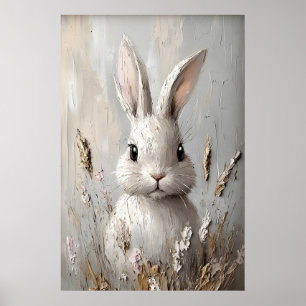 Konijn Bunny Bloem Boho Portret Print, Pasen Poster