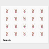 Konijn Bunny Blowing Bubble Gum Paasdag Roze Wo Ronde Sticker (Vel)