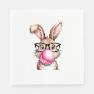 Konijn Bunny Blowing Bubble Gum Paasdag Roze Wo Servet