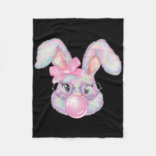 Konijn Bunny Blowing Bubble Happy Easter Schattige Fleece Deken