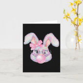 Konijn Bunny Blowing Bubble Happy Easter Schattige Kaart (Gele Bloem)