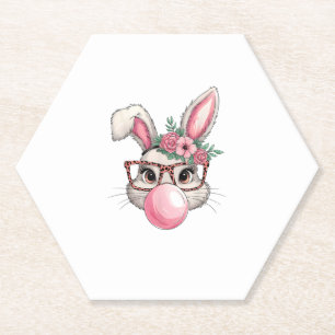 Konijn Bunny Blowing Bubble Paasdag Schattigee vro Kartonnen Onderzetters