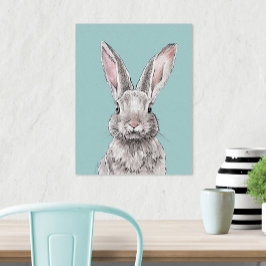 Konijn Bunny Dier kunst Aquarel Schattig Lente Poster