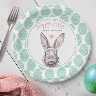 Konijn Bunny Gelukkig Pasen Dier Kunst Cute Pastel Papieren Bordje