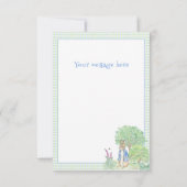 Konijn Bunny Greenery Blauw Baby shower Bedankkaart (Achterkant)