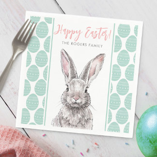 Konijn Bunny Happy Easter Animal Art Schattige Pas Servet