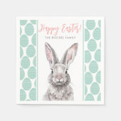 Konijn Bunny Happy Easter Animal Art Schattige Pas Servet (Voorkant)