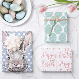Konijn Bunny Happy Easter Eggs Leuke Dierenpastel Inpakpapier Vel