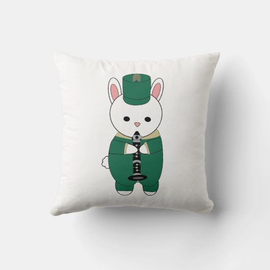 Konijn Bunny Klarinet Marching Band Green Gold Kussen (Achterkant)