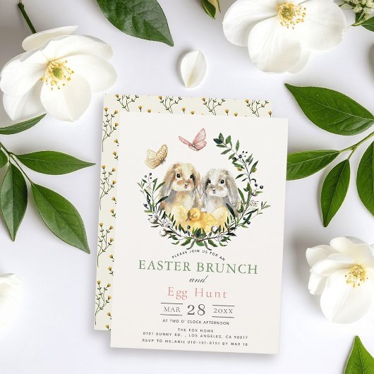 Konijn Bunny Kuiken Vlinder Paasbrunch Kaart