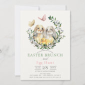 Konijn Bunny Kuiken Vlinder Paasbrunch Kaart (Voorkant)