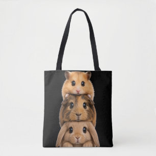 Konijn, cavia & hamster gelaagd tote bag