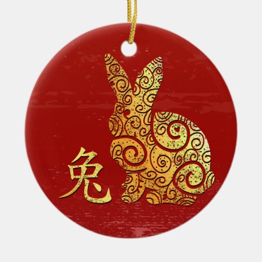 Konijn Chinese Zodiac Horoscoop sterrenbeeld Keramisch Ornament (Voorkant)