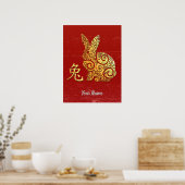 Konijn Chinese Zodiak Sign Golden Horoscope Poster (Keuken)