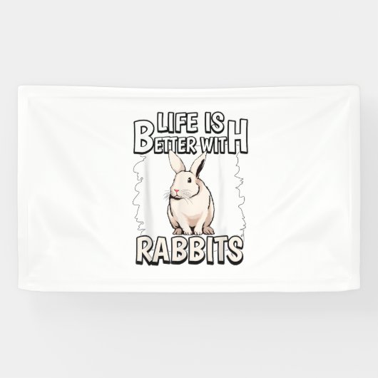 Konijn citaat Het leven is beter met konijnen Spandoek (Horizontaal)
