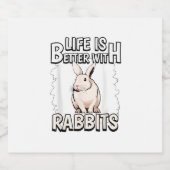 Konijn citaat Het leven is beter met konijnen Sparkling Wijnetiket (Enkel label)