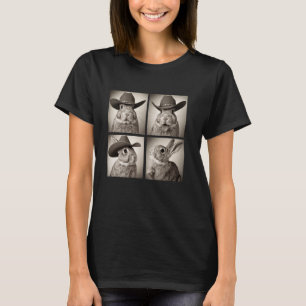 Konijn Cowboy Hoed Photobooth Grappig Konijn Pasen T-shirt