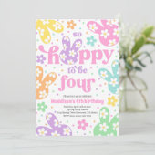 Konijn Daisy Bloemrijke Pastel Lente 4e Verjaardag Kaart (Staand voorkant)