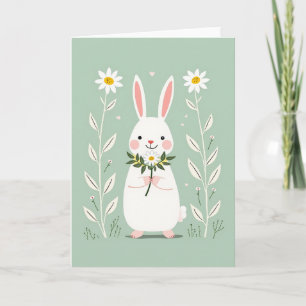 Konijn Daisy Cute Kunstkaart Kaart