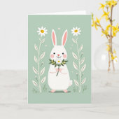 Konijn Daisy Cute Kunstkaart Kaart (Gele Bloem)