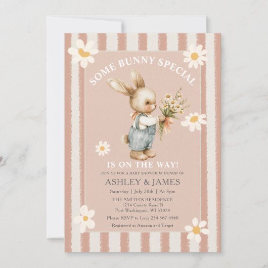 Konijn Daisy Flower Een konijn is onderweg Kaart (Voorkant)