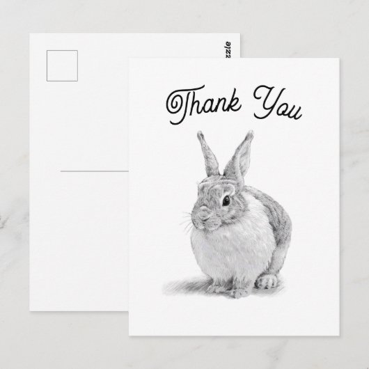 Konijn Dank Je Briefkaart (Voorkant / Achterkant)