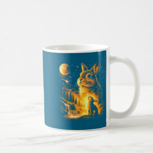 Konijn dat naar de maan huilt vintage 90s dier koffiemok