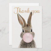 Konijn dat roze kauwgom blaast bedankkaart (Voorkant / Achterkant)