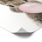 Konijn dat roze kauwgom blaast poster (Hoek)
