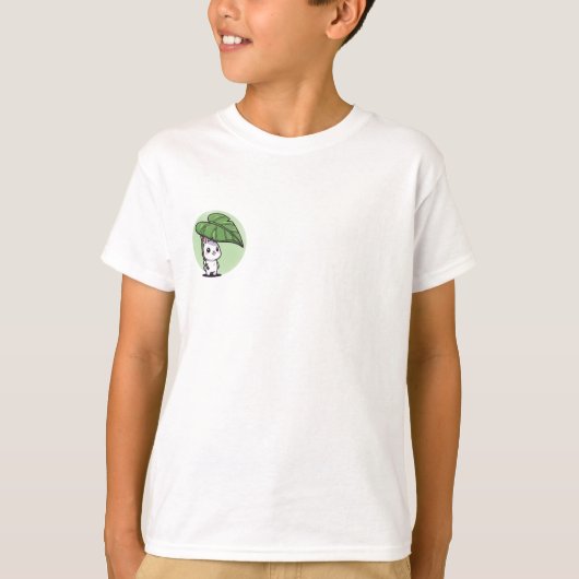 Konijn dat schuilt onder bladparaplu voor kinderen t-shirt (Voorkant)