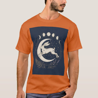 Konijn dat springt onder maan en sterren T-shirt