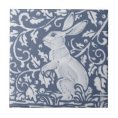 Konijn Denim Blue White Botanical Dedham Delft  Tegeltje (Voorkant)