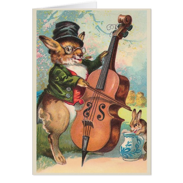 "Konijn die de Cello-Vintage speelt" (Voorkant)