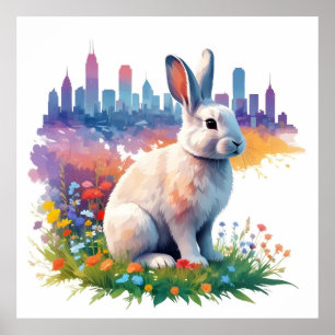 Konijn  Dier Natuur Tree Forest City Art Poster