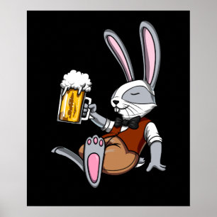 Konijn Drink Beer Bunny Funny Party Poster